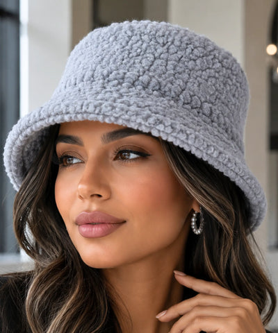 Chapéu Bucket Feminino Pelúcia Felpuda Aba Estruturada | Pluna