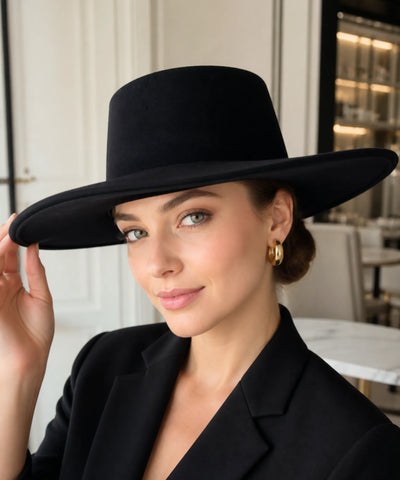 Comprar chapéu cata ovo feminino aba reta larga copa alta algodão estilo editorial outono em promoção ANELLIMN