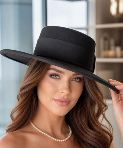 Comprar chapéu cata ovo feminino aba reta larga copa alta algodão estilo editorial outono em promoção ANELLIMN