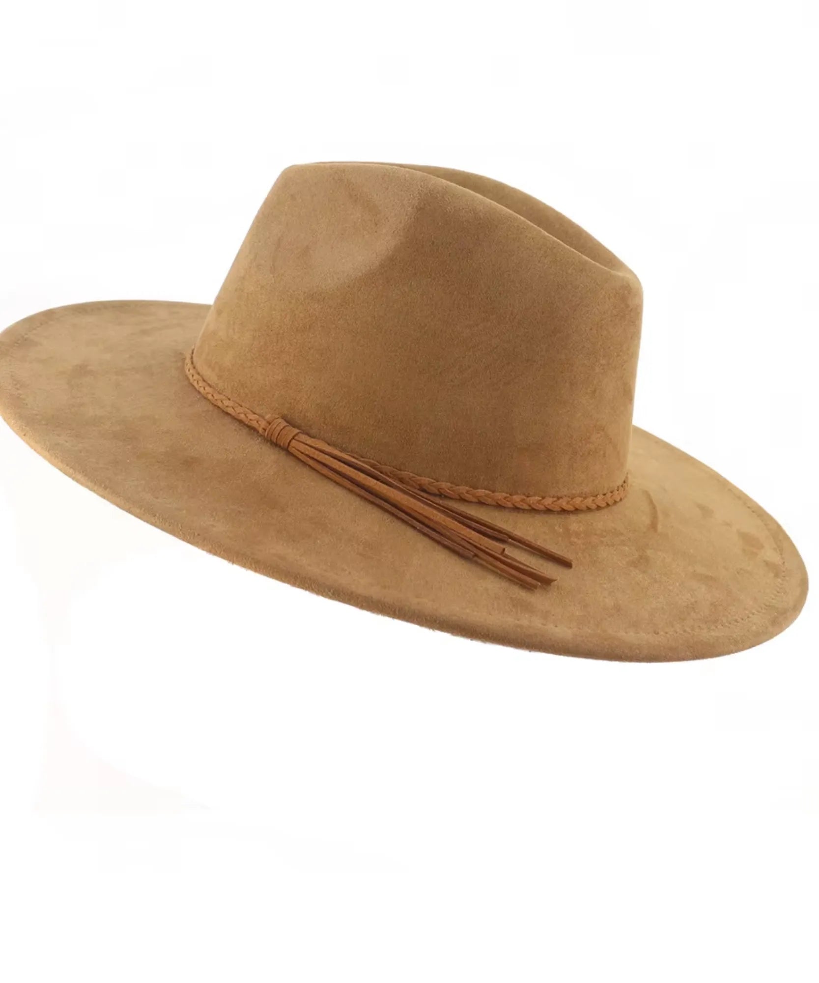 Comprar chapéu country feminino aba larga camurça cordão trançado copa fedora promoção ZARA