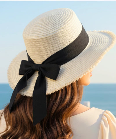 Chapéu de Palha Feminino Natural com Fita Aba Reta | Caspio