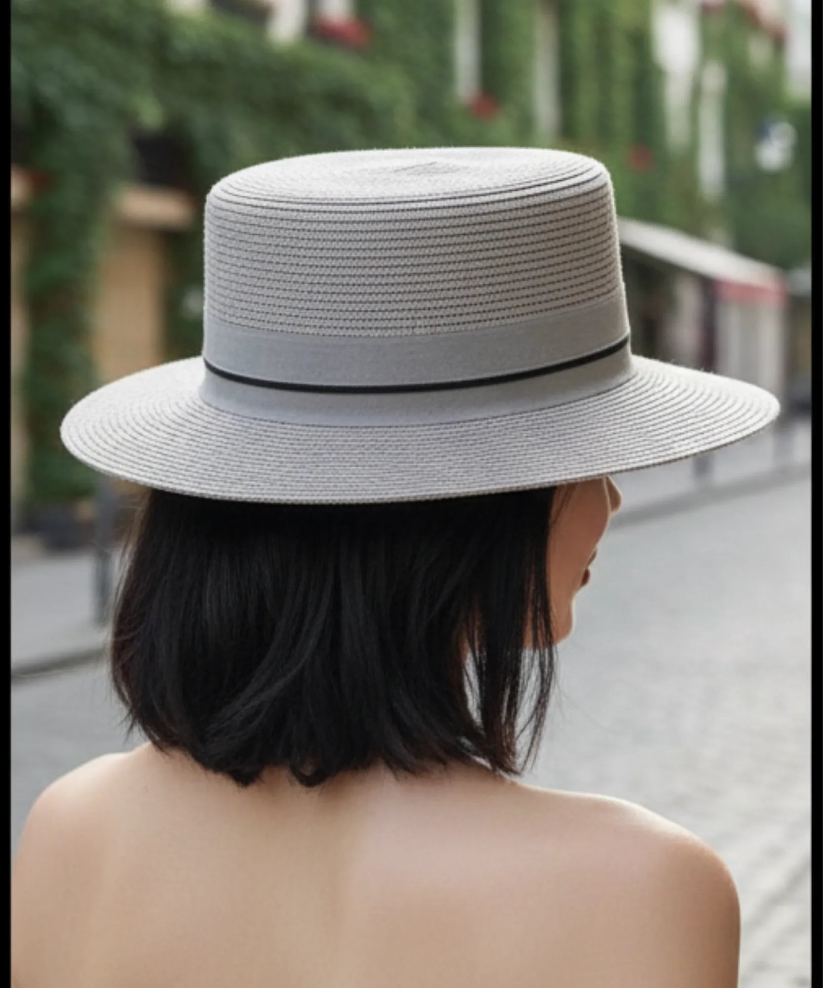 Comprar chapéu de palha feminino estilo panamá com fita dupla vintage elegante para verão praia e eventos barato ANELLIMN