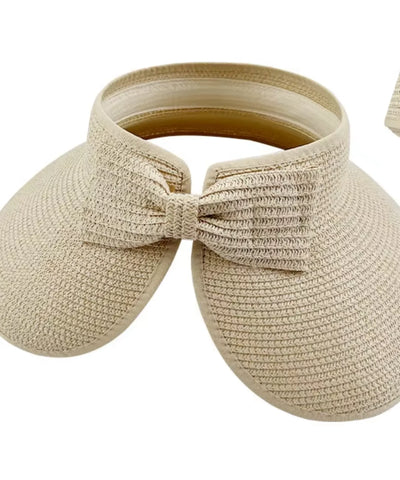 Chapéu de Palha Feminino Viseira Aba Larga Ajustável UV | Aba