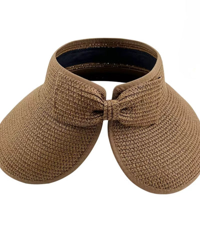 Chapéu de Palha Feminino Viseira Aba Larga Ajustável UV | Aba