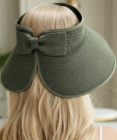 Chapéu de Palha Feminino Viseira Aba Larga Ajustável UV | Aba