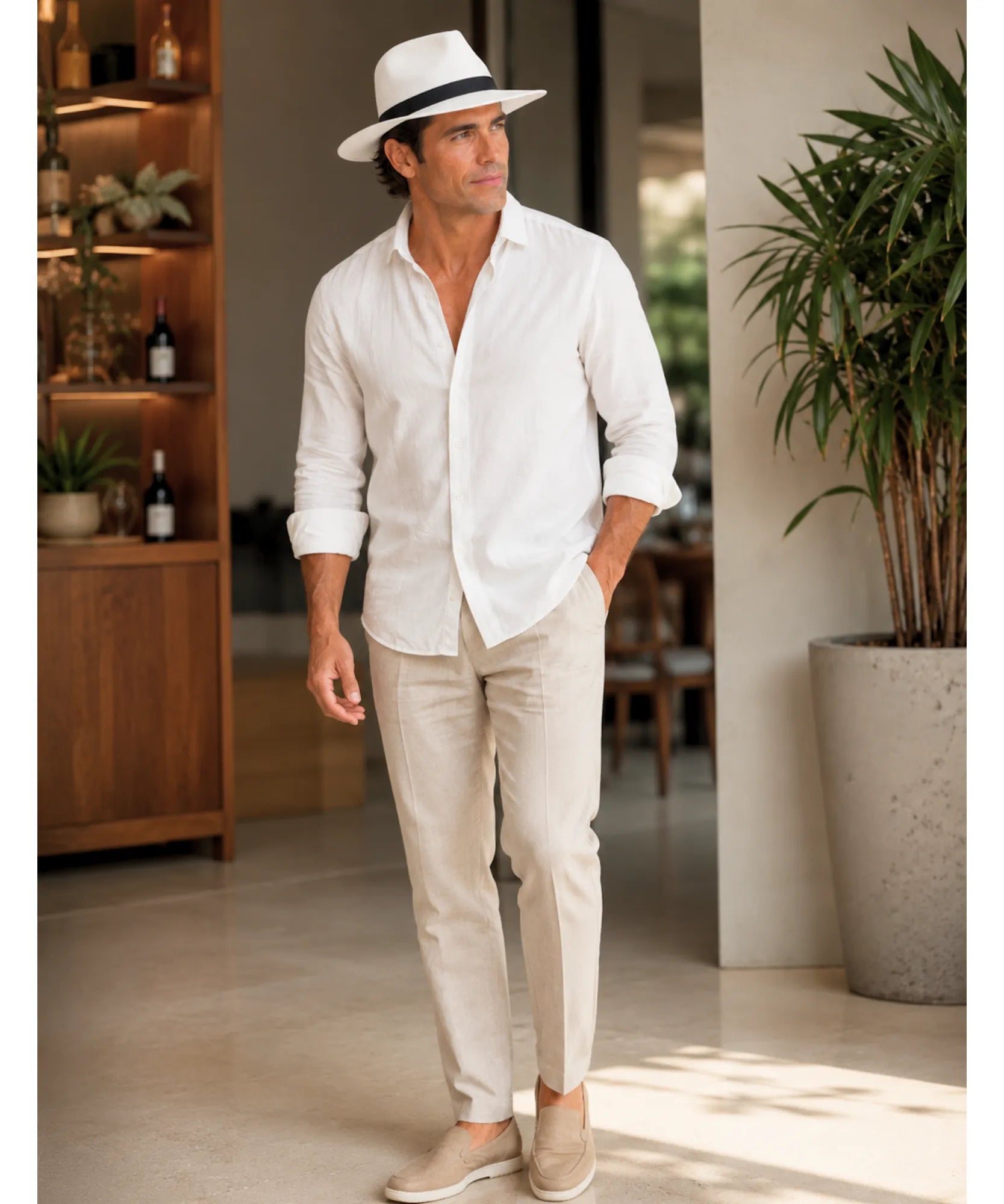 Comprar chapéu de palha masculino panamá para viagem branco barato Anellimn