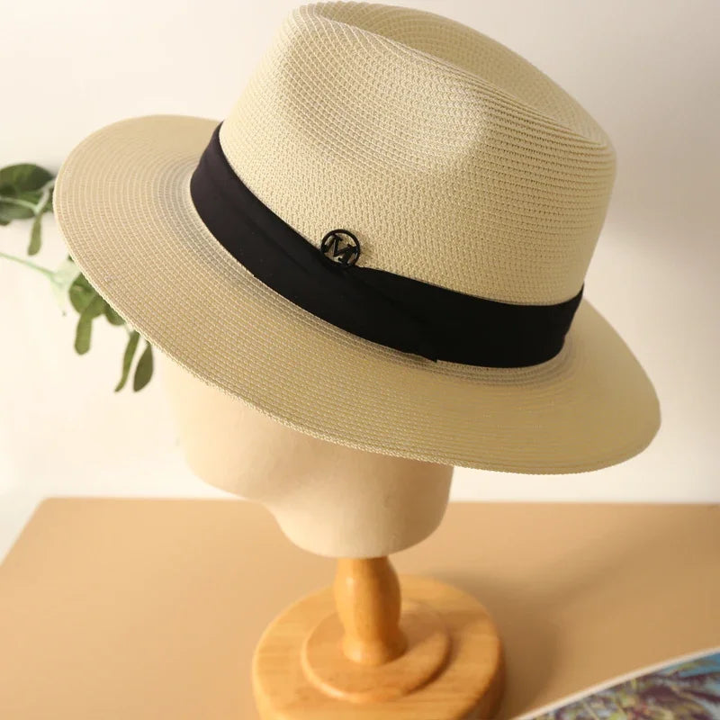 Comprar chapéu de praia masculino panamá de palha branco em promoção Anellimn