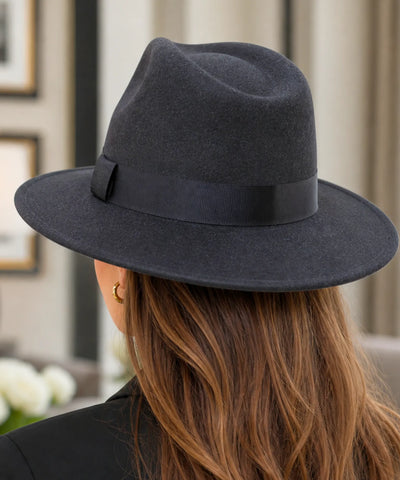 Comprar chapéu fedora feminino feltro aba reta copa clássica elegante outono inverno barato  ANELLIMN