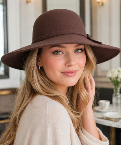 Comprar chapéu fedora feminino aba larga feltro lã floppy elegante outono inverno barato ANELLIMN