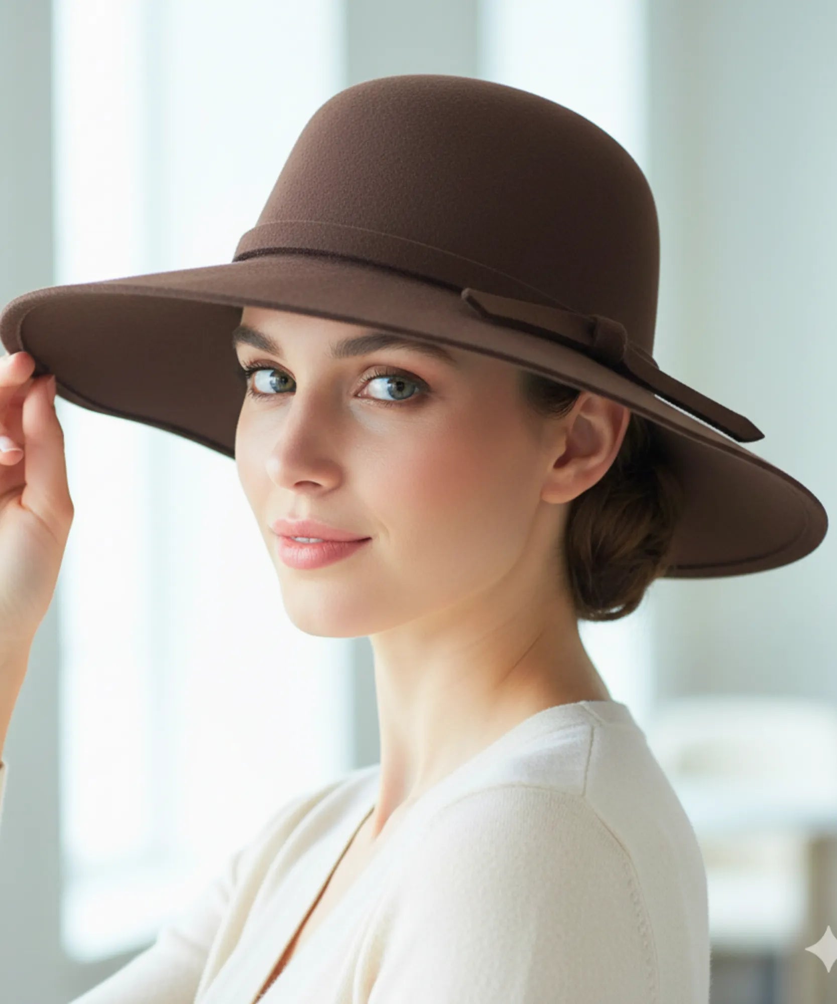 Comprar chapéu fedora feminino aba larga feltro lã floppy elegante outono inverno barato ANELLIMN