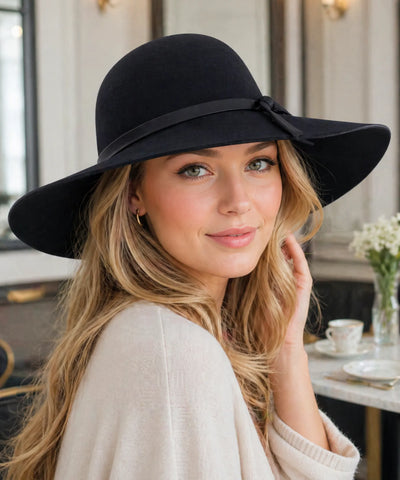 Comprar chapéu fedora feminino aba larga feltro lã floppy elegante outono inverno barato ANELLIMN