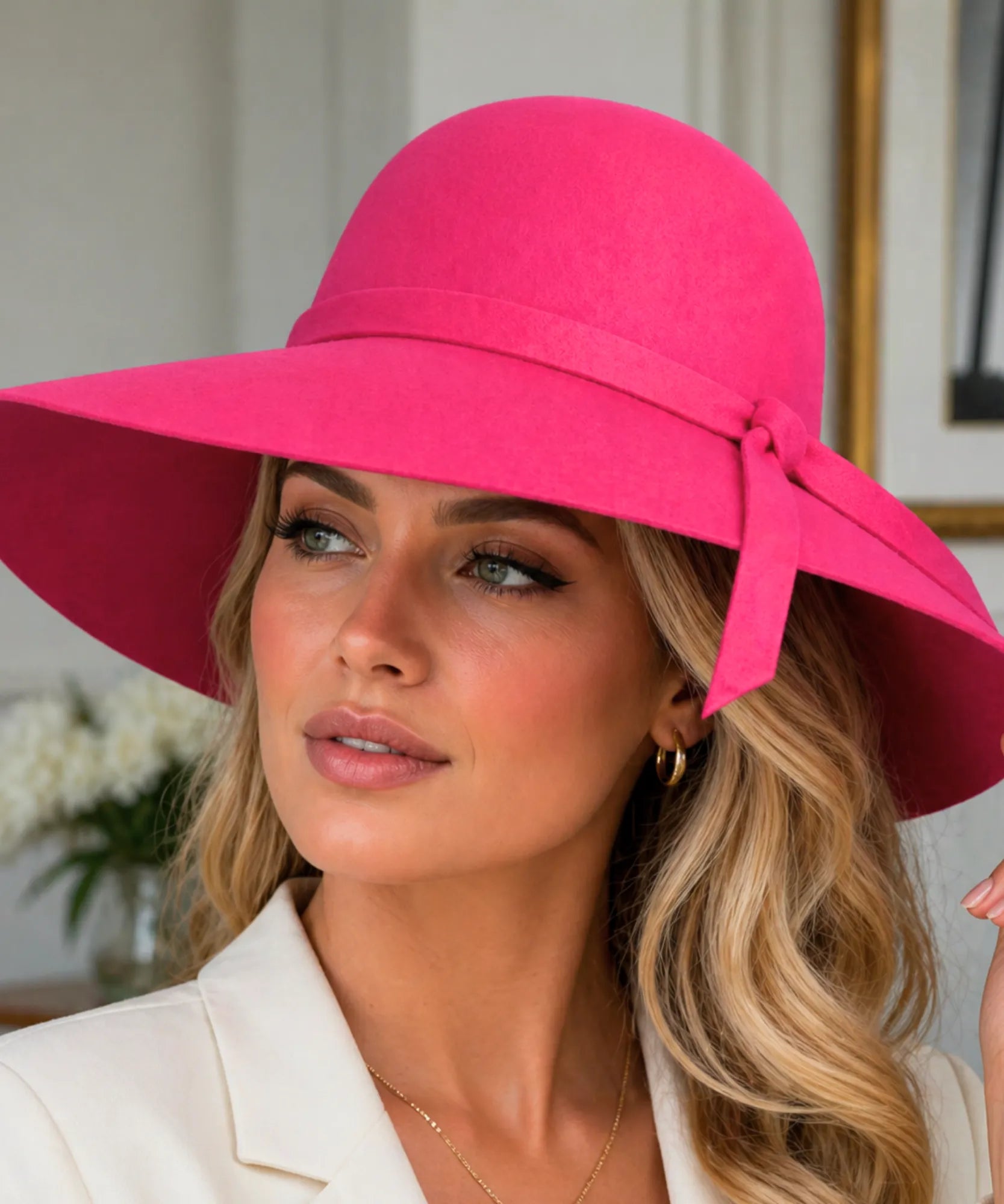 Comprar chapéu fedora feminino aba larga feltro lã floppy elegante outono inverno barato ANELLIMN