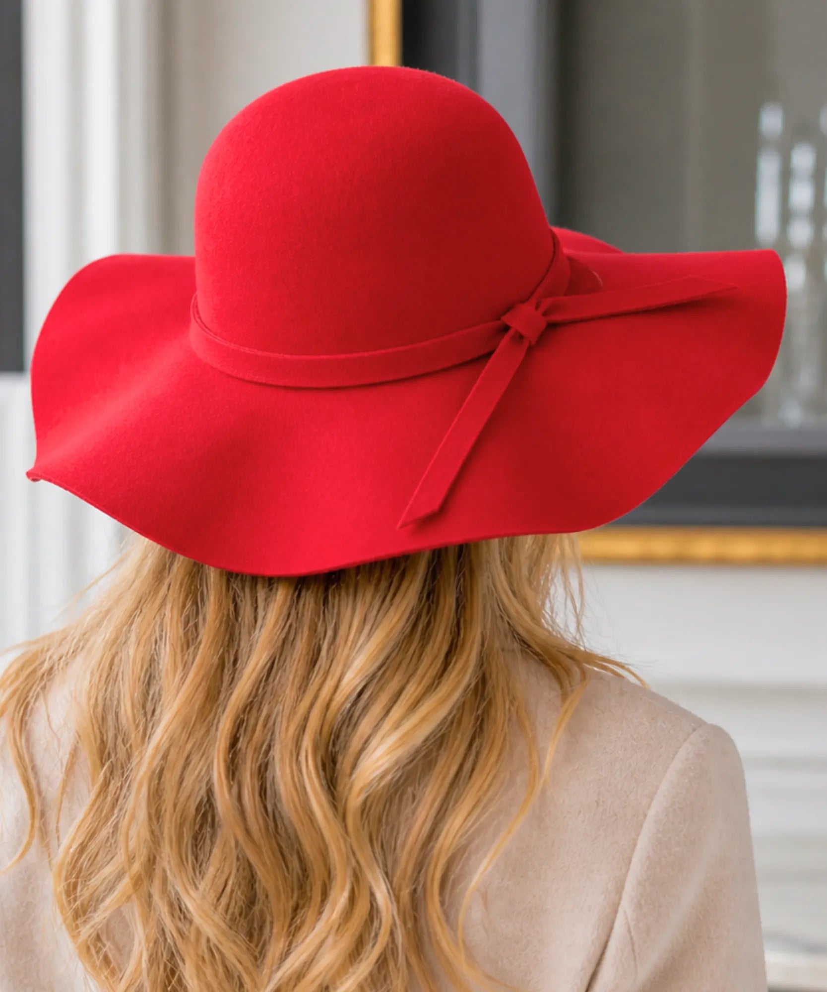 Comprar chapéu fedora feminino aba larga feltro lã floppy elegante outono inverno barato ANELLIMN
