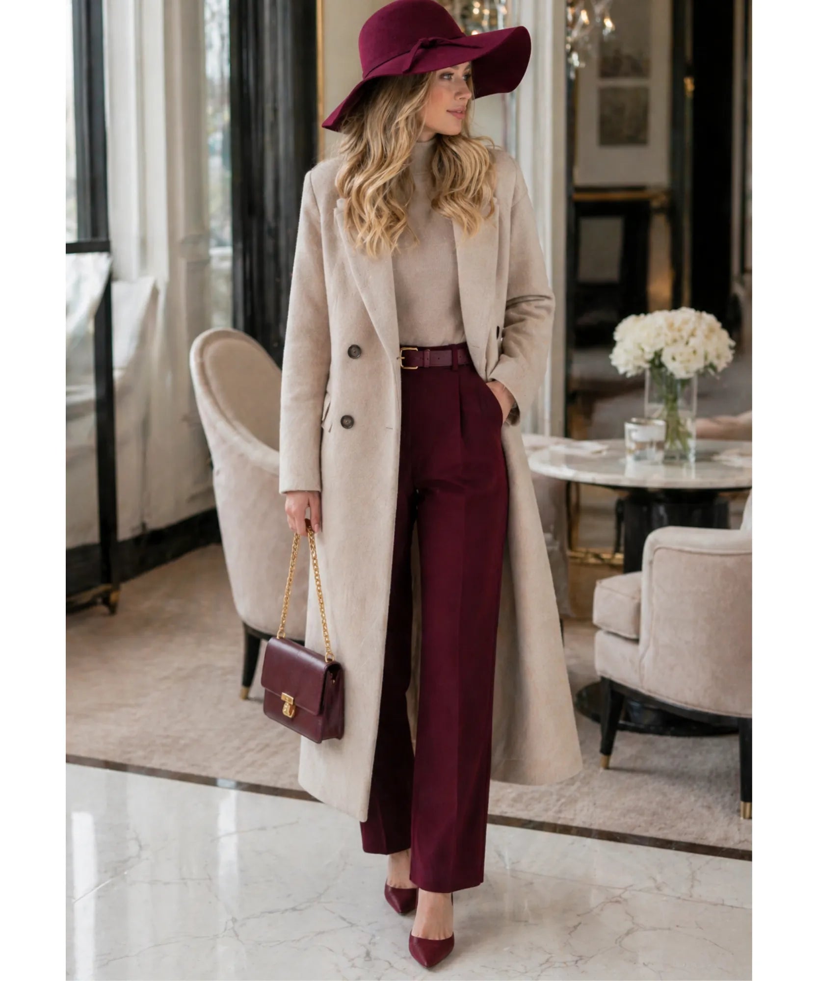 Comprar chapéu fedora feminino aba larga feltro lã floppy elegante outono inverno barato ANELLIMN