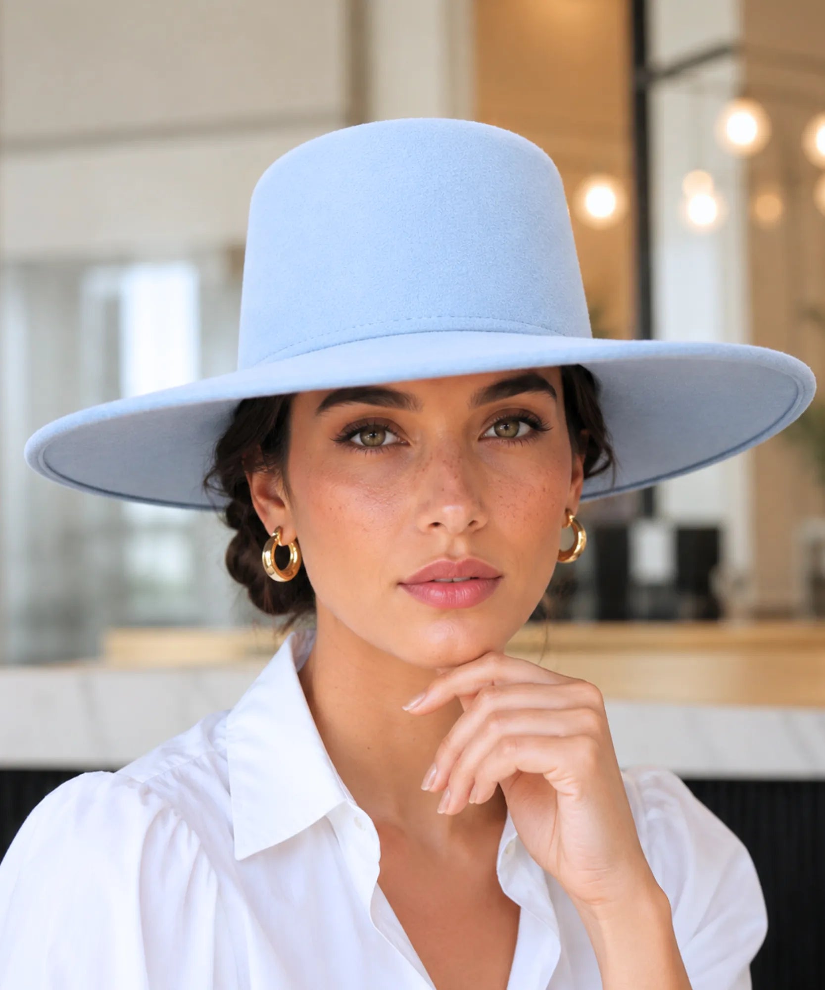 Comprar chapéu de feltro aba larga estruturado elegante para o dia a dia barato em promoção ANELLIMN