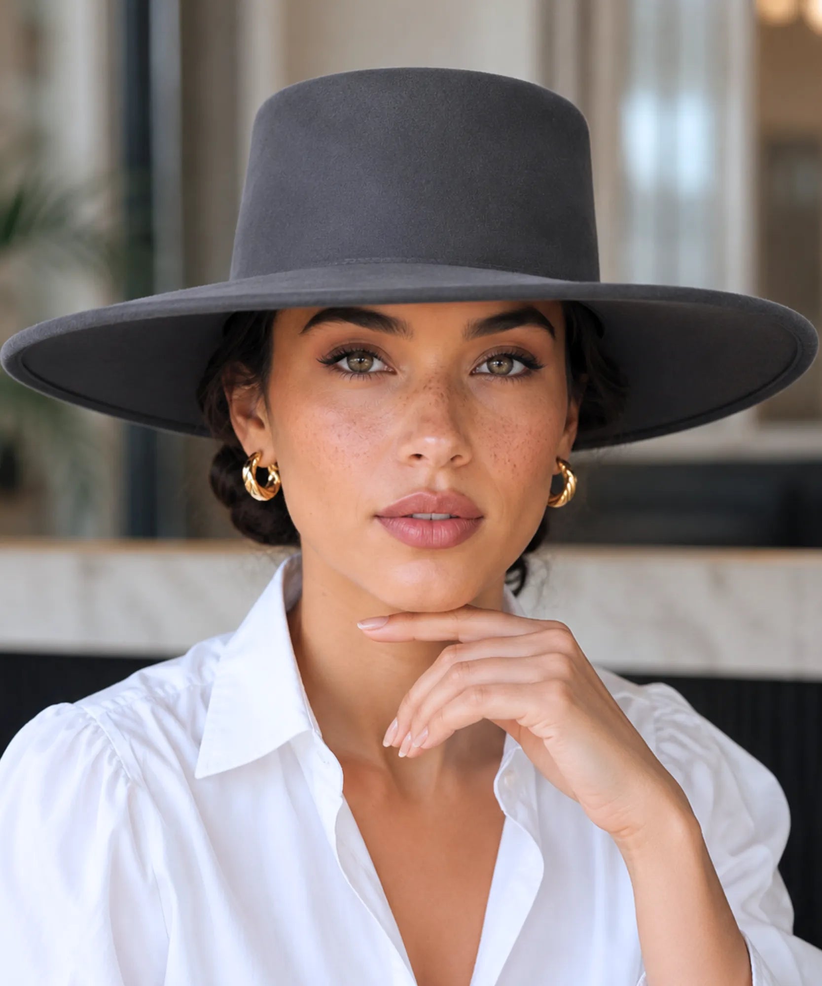 Comprar chapéu de feltro aba larga estruturado elegante para o dia a dia barato em promoção ANELLIMN