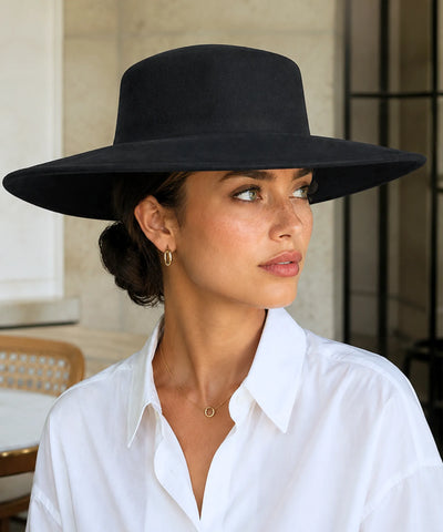 Comprar chapéu de feltro aba larga estruturado elegante para o dia a dia barato em promoção ANELLIMN