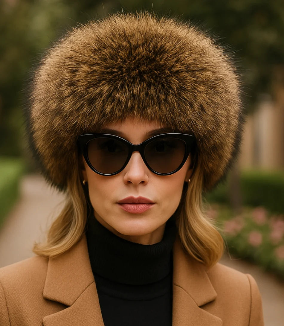 Comprar Chapéu Feminino de Inverno animal print com Pele Macia e Elegante Amaro
