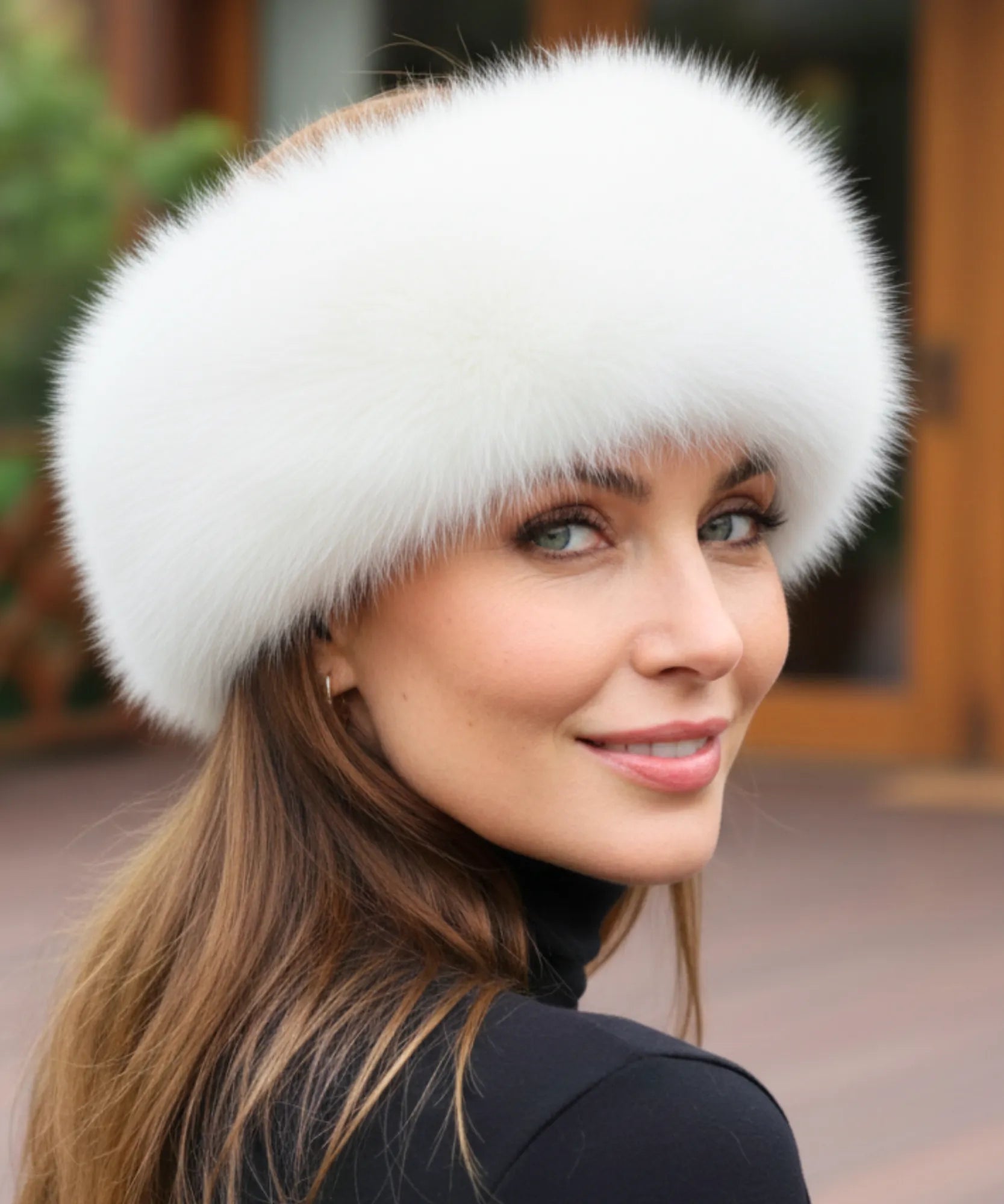 Comprar Chapéu feminino de pelo sintético luxo para inverno, com borda volumosa, acabamento sofisticado e circunferência de 58 cm ANELLIMN