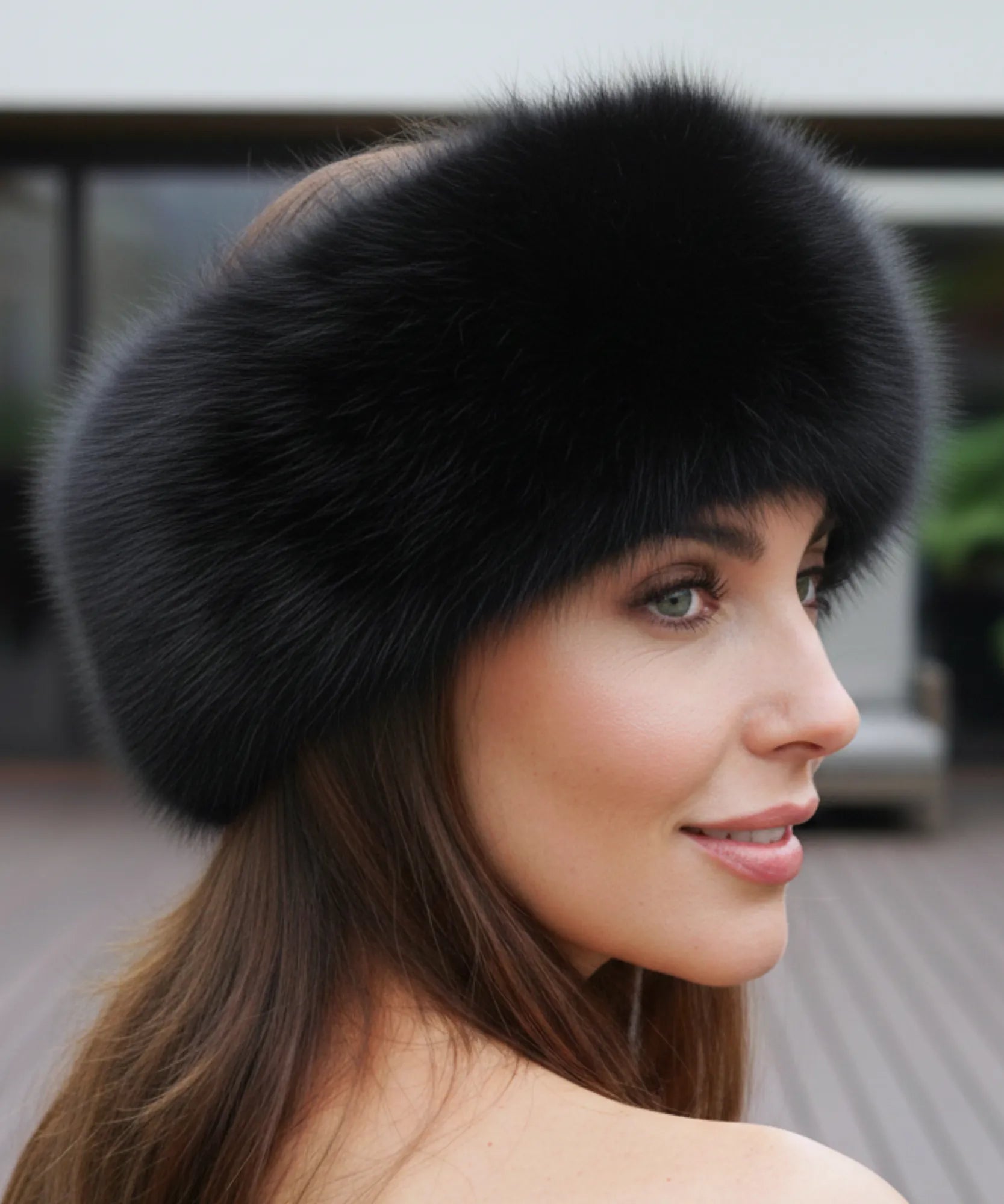 Comprar Chapéu feminino de pelo sintético luxo para inverno, com borda volumosa, acabamento sofisticado e circunferência de 58 cm ANELLIMN