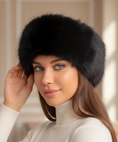 Chapéu feminino de pelo sintético luxo para inverno, com borda volumosa, acabamento sofisticado e circunferência de 58 cm ANELLIMN
