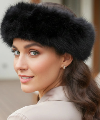 Comprar Chapéu feminino de pelo sintético luxo para inverno, com borda volumosa, acabamento sofisticado e circunferência de 58 cm ANELLIMN