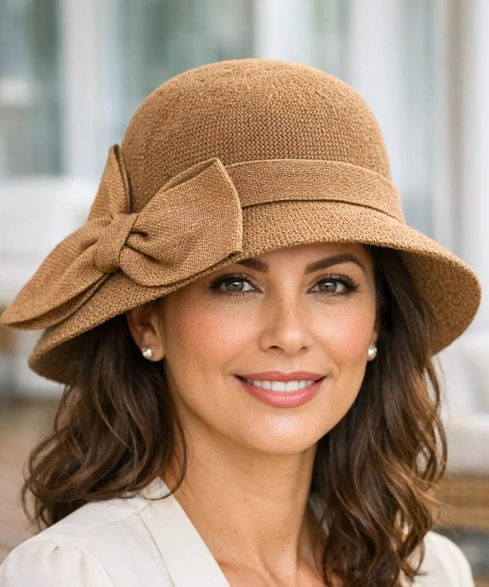 Comprar chapéu feminino vintage cloche com laço lateral tecido respirável elegante para outono inverno eventos e passeios barato ANELLIMN

