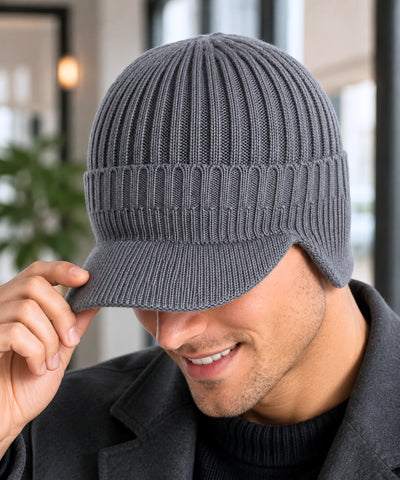 Comprar chapéu masculino gorro tricô canelado com aba protetor de orelha térmico inverno barato promoção Anellimn