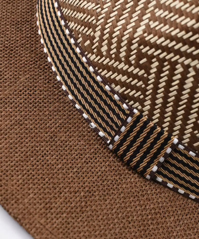 Comprar chapéu masculino panamá palha trançada marrom barato Anellimn
