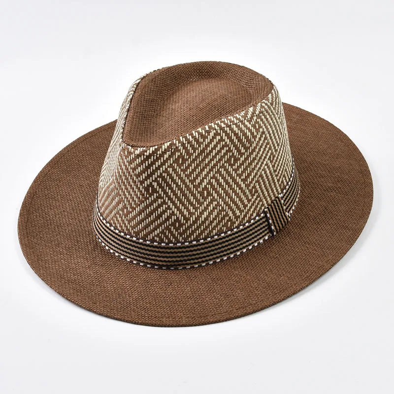 Comprar chapéu masculino panamá bicolor marrom barato Anellimn