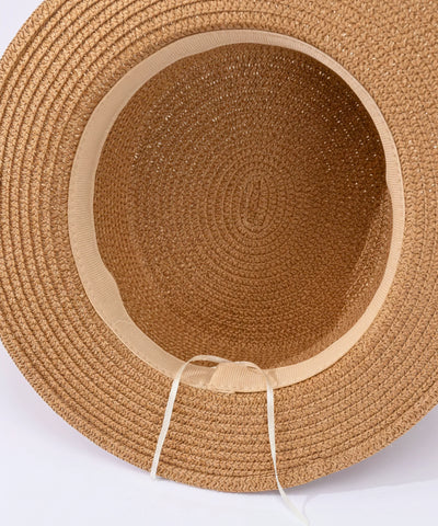 Comprar chapéu de palha feminino panamá aba média dobrável com faixa decorativa leve respirável verão praia em promoção ANELLIMN