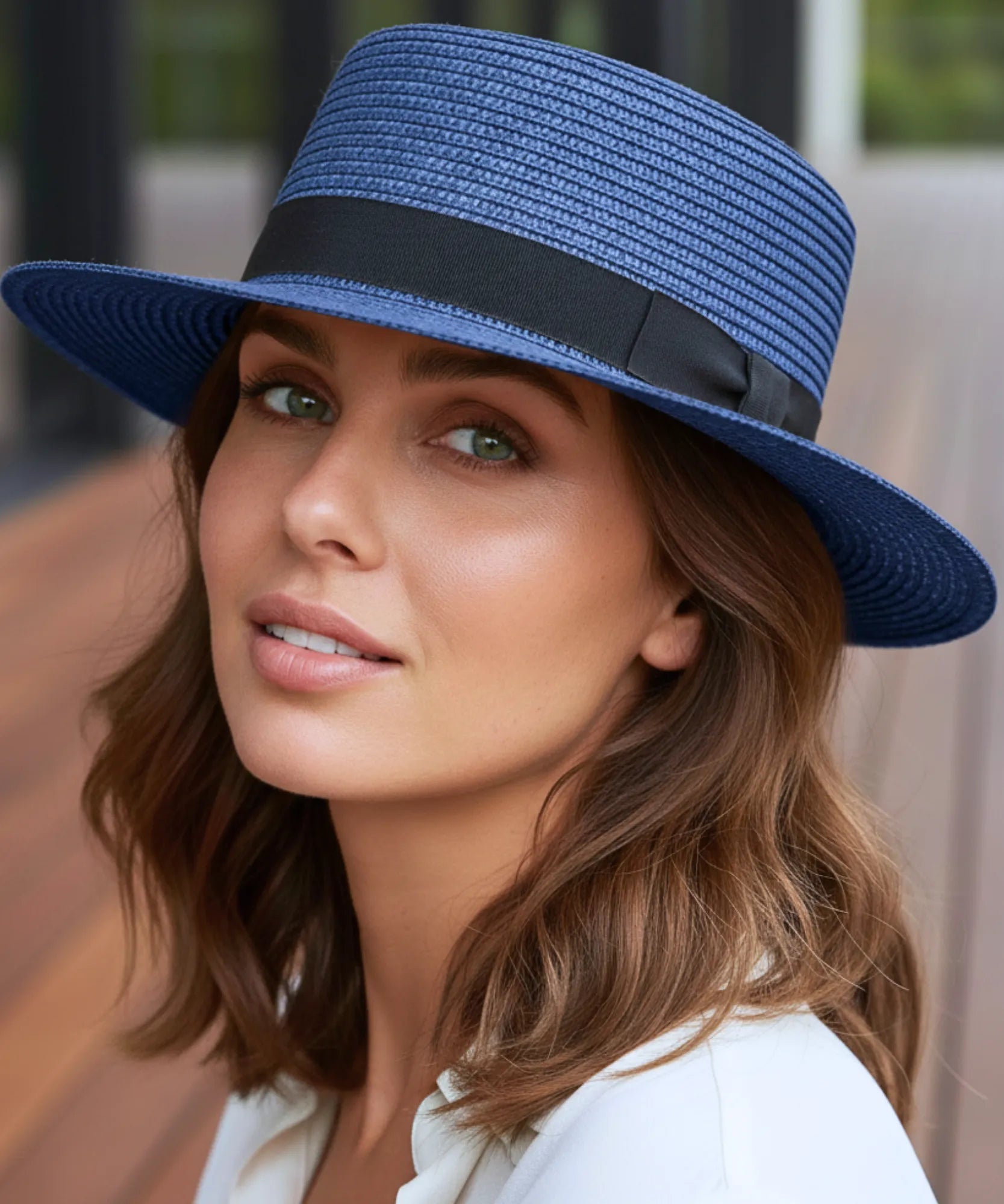 Comprar chapéu panamá feminino de palha com fita preta vintage elegante para verão praia e passeios barato ANELLIMN