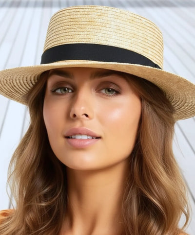 Comprar chapéu panamá feminino de palha com fita preta vintage elegante para verão praia e passeios barato ANELLIMN