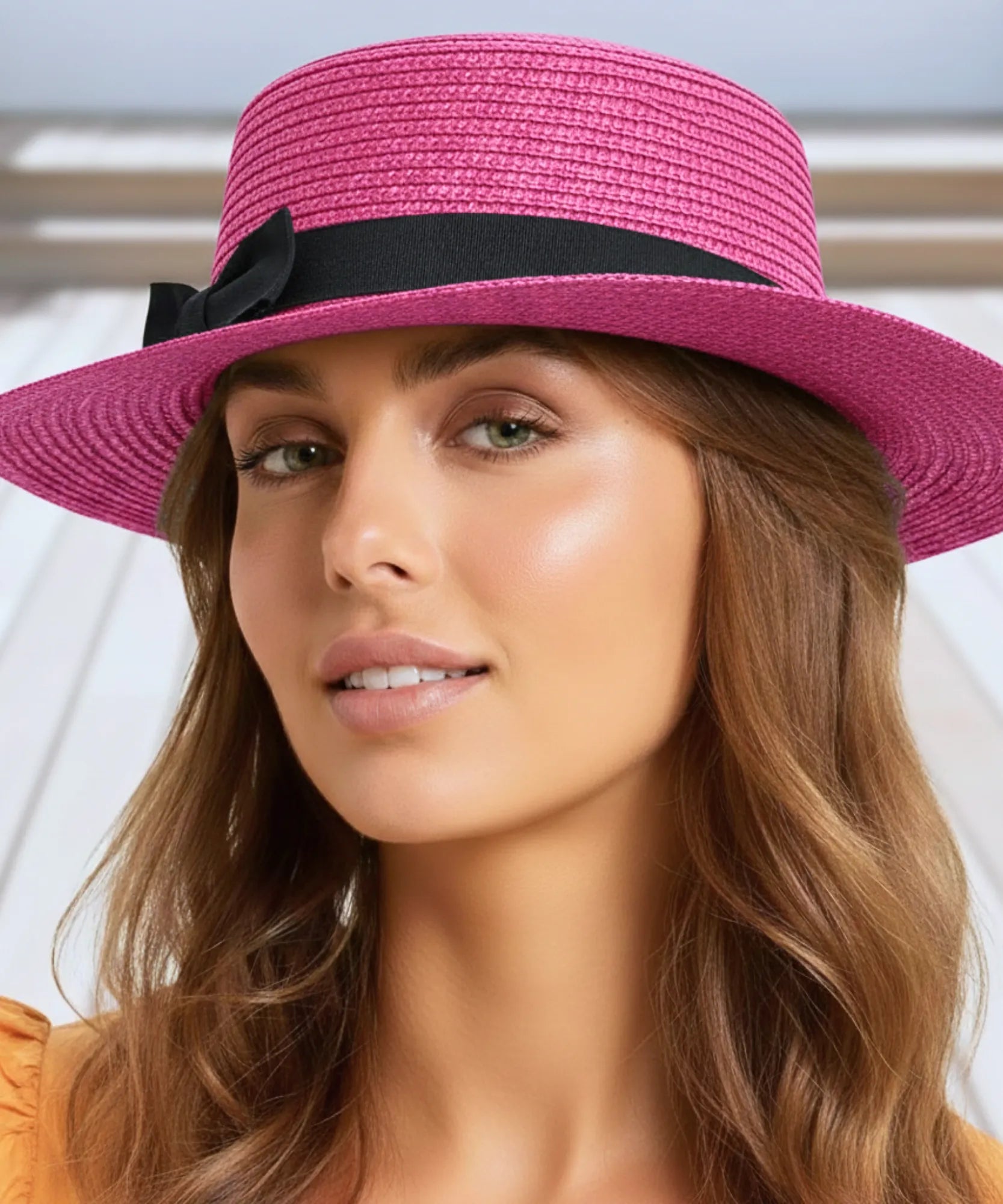 Comprar chapéu panamá feminino de palha com fita preta vintage elegante para verão praia e passeios barato ANELLIMN