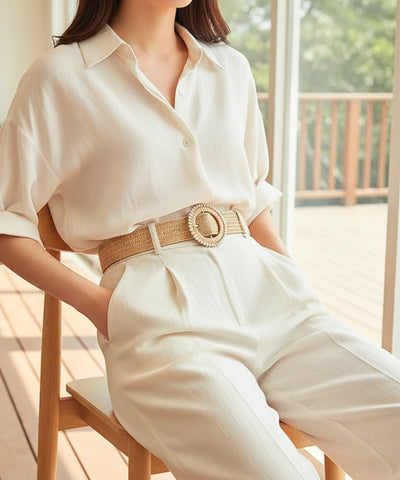 Comprar Cinto Boho Feminino Largo Palha Trançada Natural fivela redonda decorativa cintura alta estilo bohemian barato ANELLIMN