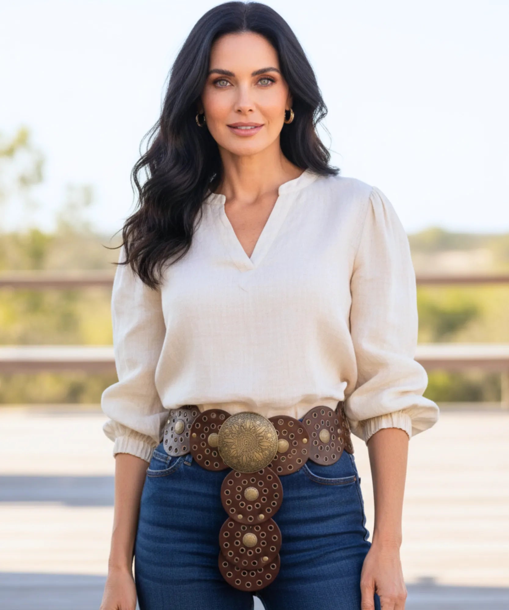 Comprar Cinto Country Feminino Couro Fivela Dourada Western Cowboy ajustável confortável rodeio festa