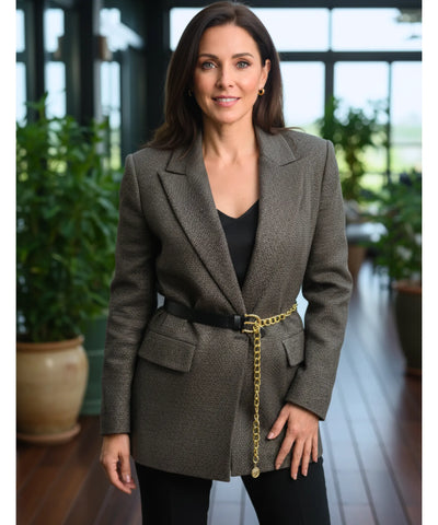 Comprar cinto feminino corrente dourada couro sintético fivela ajustável fino elegante para vestido barato ANELLIMN