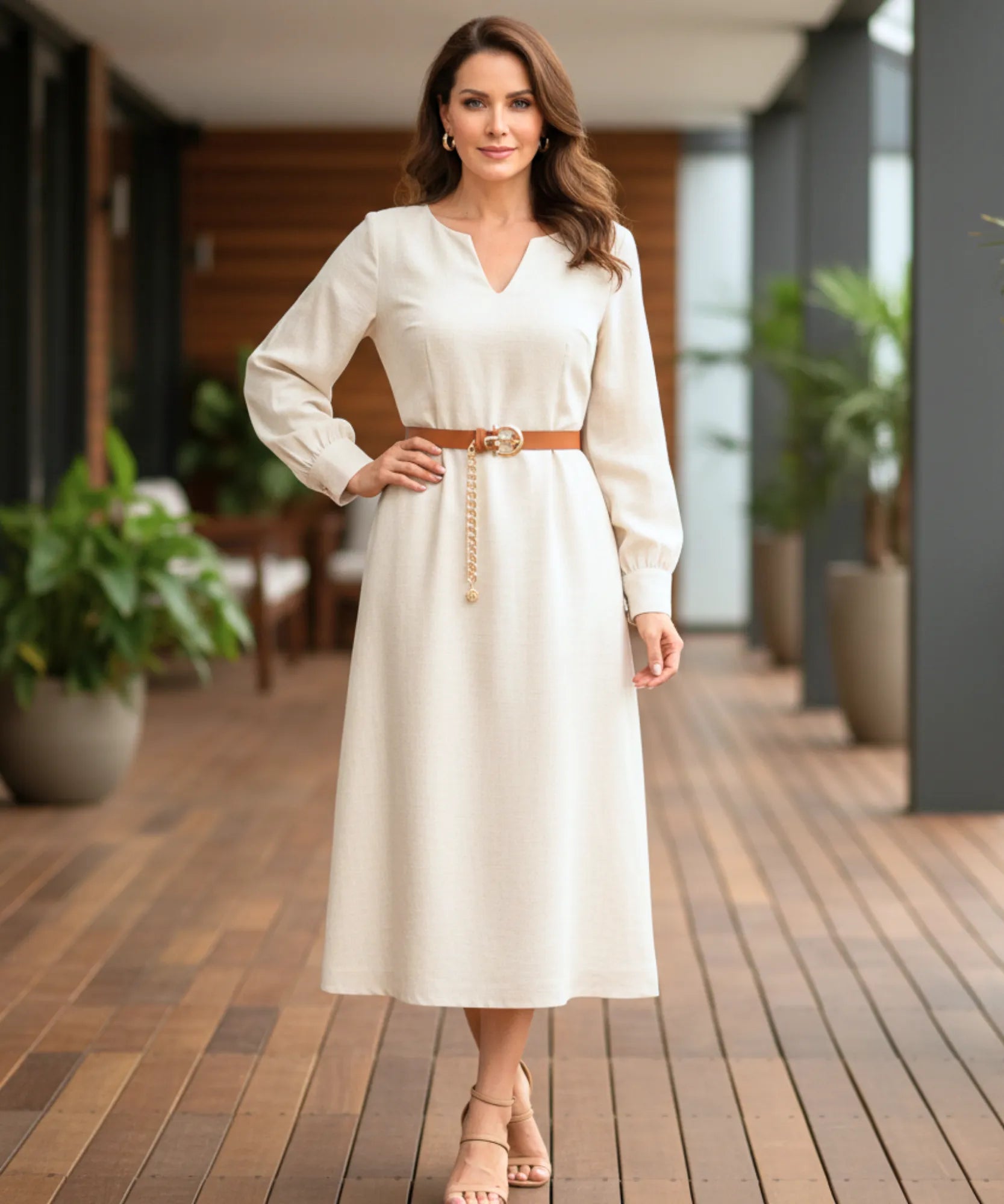 Comprar cinto feminino corrente dourada couro sintético fivela ajustável fino elegante para vestido barato ANELLIMN