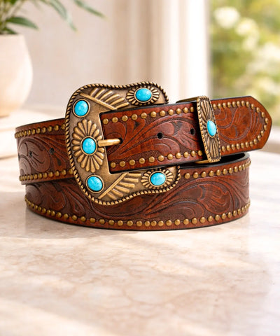 Comprar cinto feminino country couro fivela western rodeio festa junina boho chic artesanal barato promoção