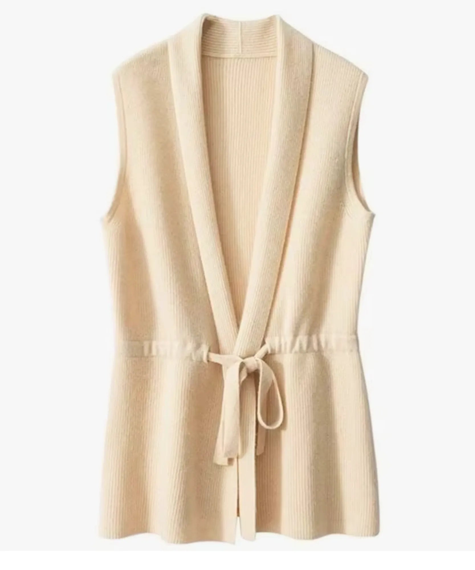 Colete de lã feminino off white em still sem manga