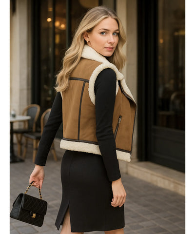 Colete Feminino Peluciado Zíper Bolsos Confortável Elegante | Kety