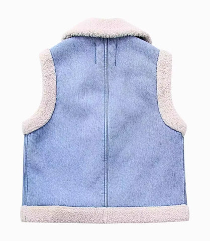 Colete Jeans Feminino com Forro de Pelúcia Elegante | Catania