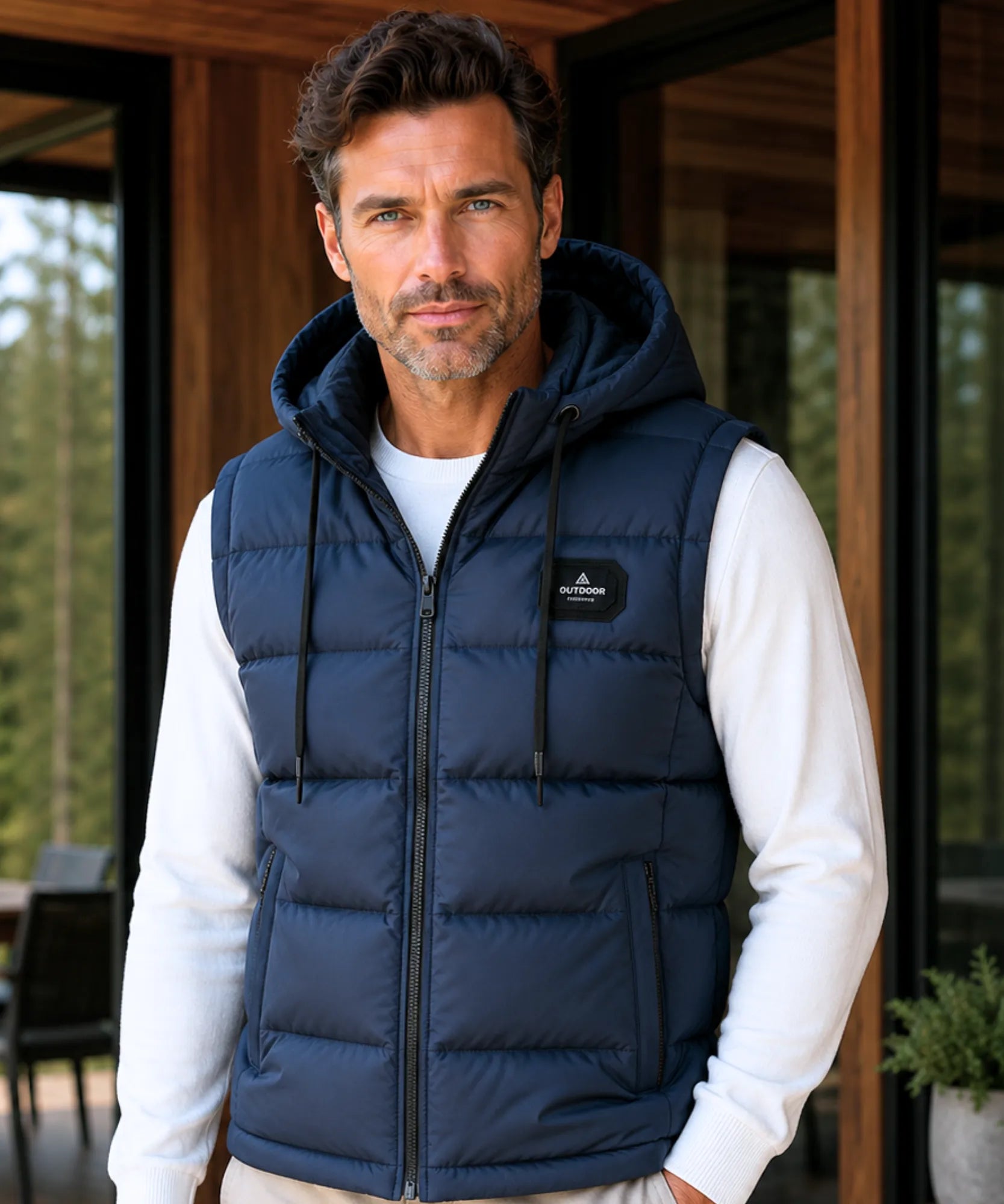 Comprar colete masculino puffer capuz térmico inverno outdoor casual trabalho barato em promoção Anellimn