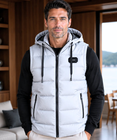 Comprar colete masculino puffer capuz térmico inverno outdoor casual trabalho barato em promoção Anellimn
