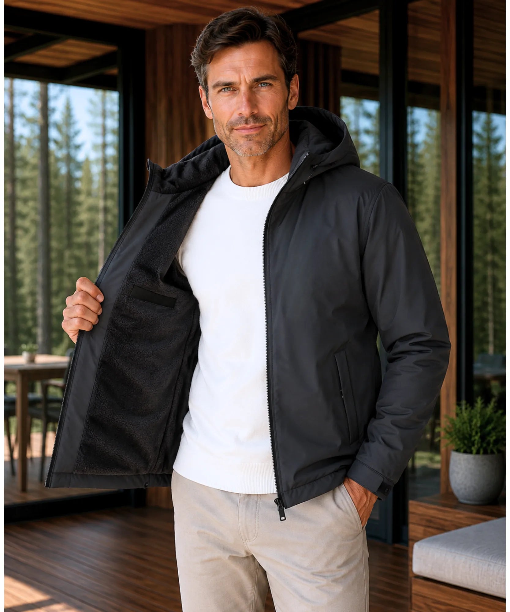 Comprar colete masculino puffer capuz térmico inverno outdoor casual trabalho barato em promoção Anellimn