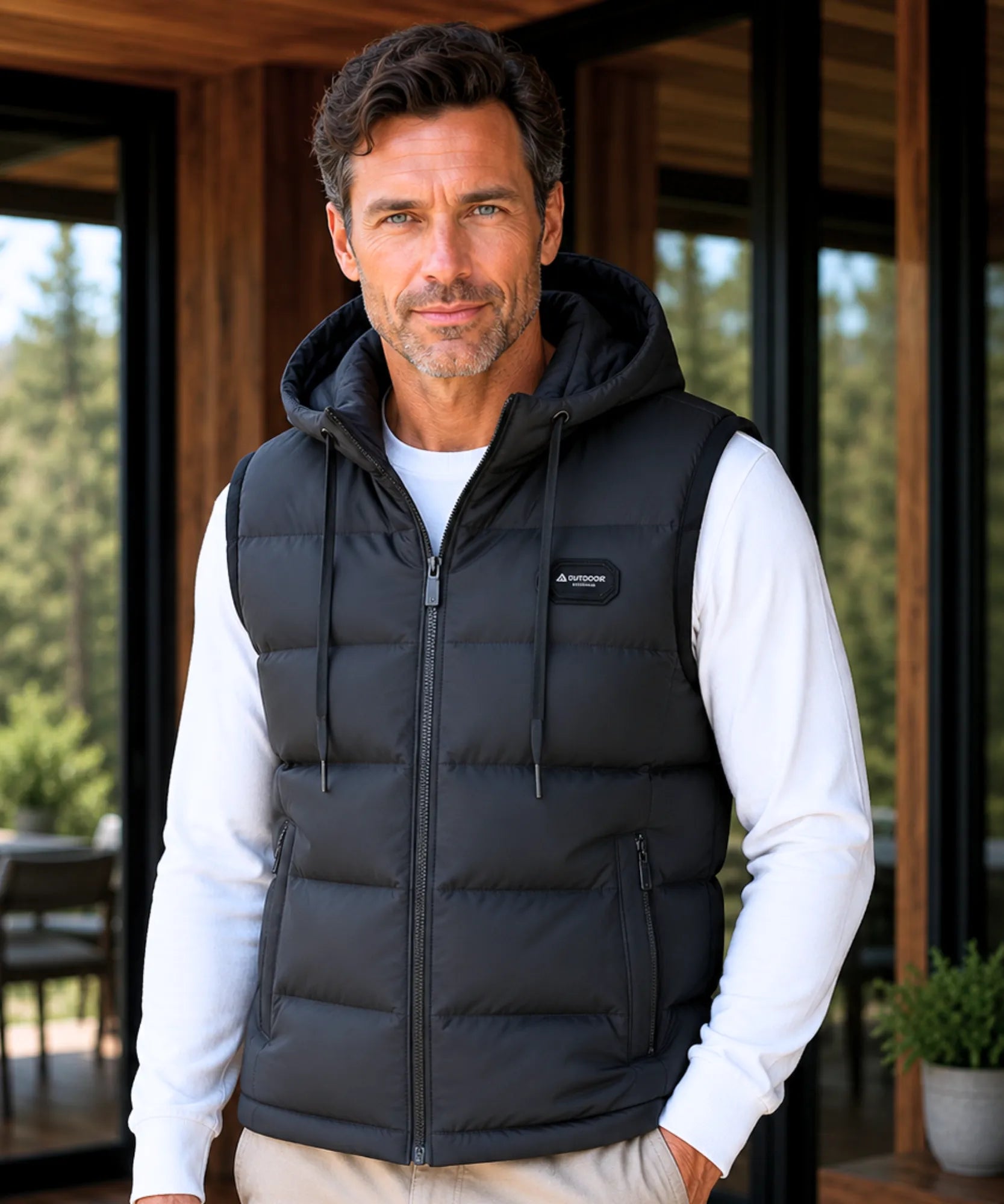 Comprar colete masculino puffer capuz térmico inverno outdoor casual trabalho barato em promoção Anellimn