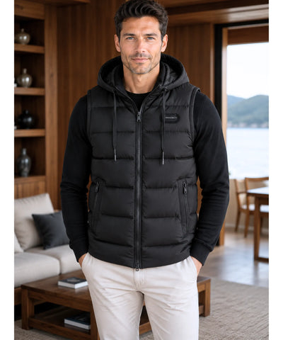Comprar colete masculino puffer capuz térmico inverno outdoor casual trabalho barato em promoção Anellimn
