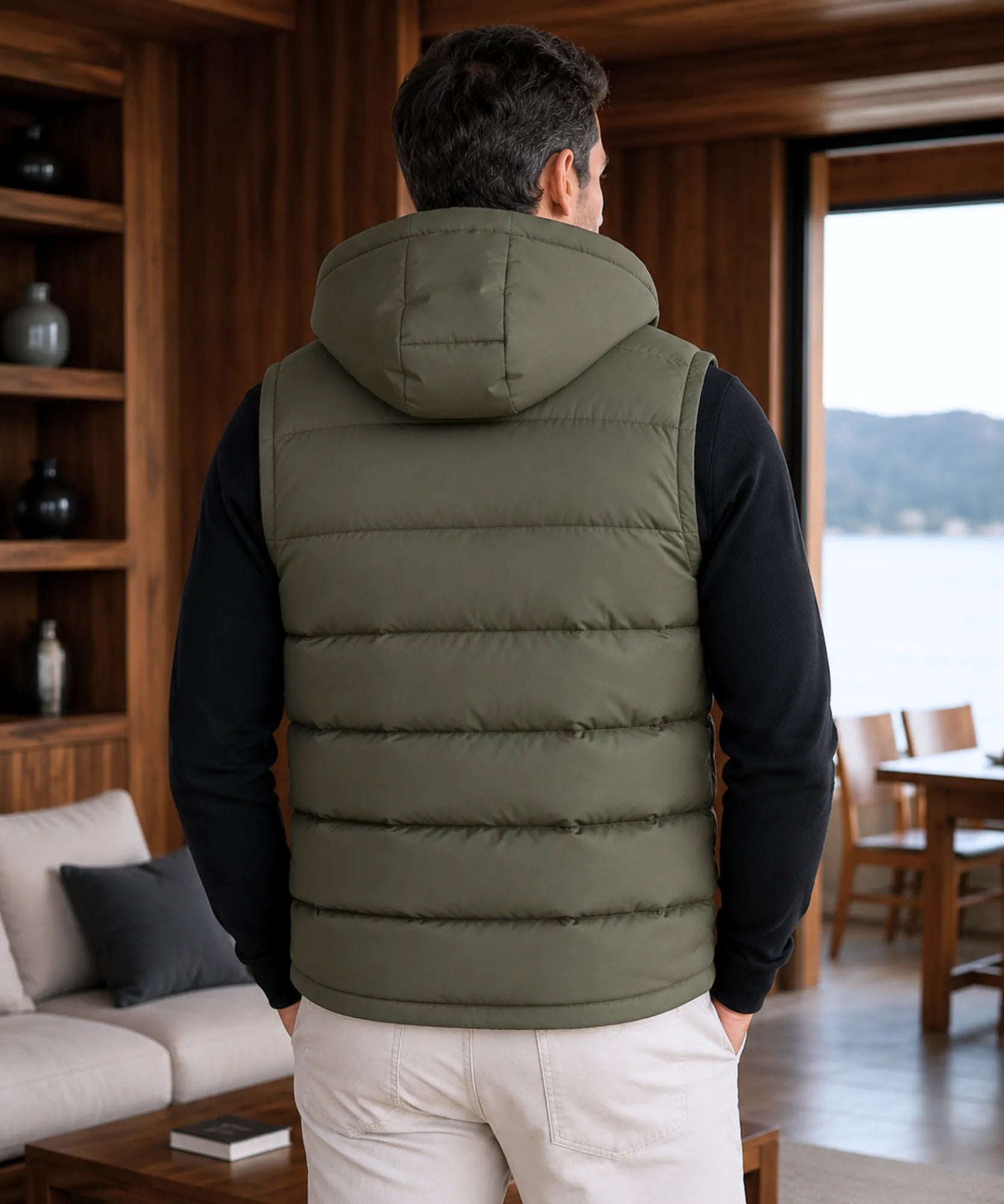 Comprar colete masculino puffer capuz térmico inverno outdoor casual trabalho barato em promoção Anellimn