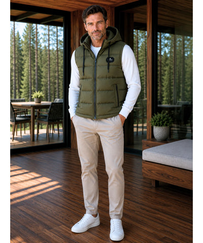 Comprar colete masculino puffer capuz térmico inverno outdoor casual trabalho barato em promoção Anellimn