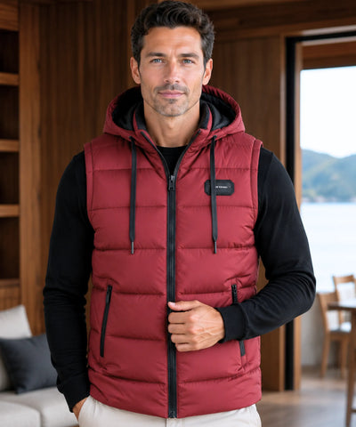Comprar colete masculino puffer capuz térmico inverno outdoor casual trabalho barato em promoção Anellimn